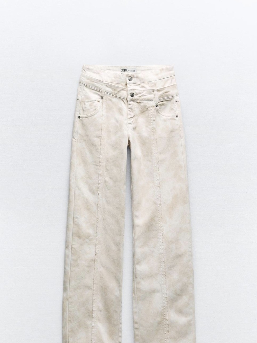 ZARA Wide-Leg High-Rise Jeans in Light Cream
